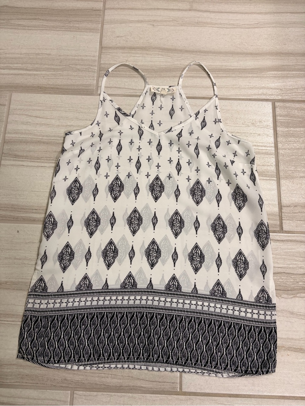 Pink Rose White & Black Printed Spaghetti Strap Camisole